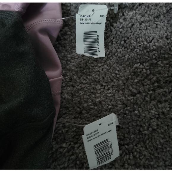 2 BEBE Gray & Blush Mauve Side Pocket Leggings Bundle SZ Juniors L - Picture 3 of 3